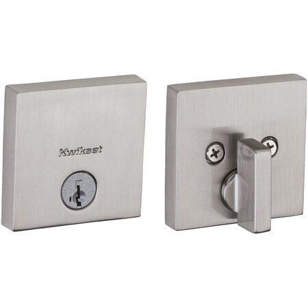Kwikset Downtown Square Contemporary Low Profile Single Cylinder SmartKey Deadbolt W/ 6AL Latch and RCS St 258SQT-15S